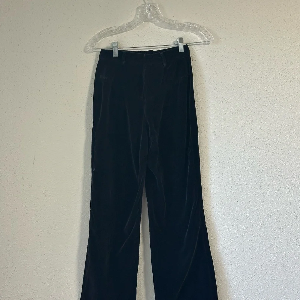 Vintage velvet black jacket and pants size youth 8 Pink and green embroidery.
